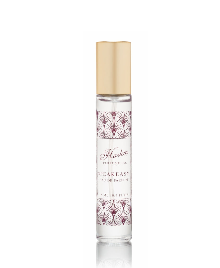 15 ml SPeakeasy glass perfume bottle with burgundy artwork.