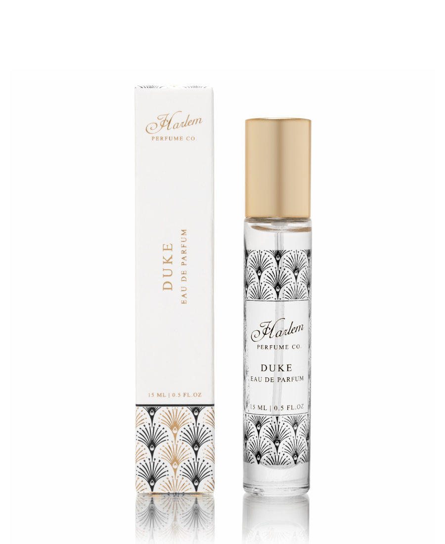 This is an image of the Duke Eu De Parfum 15ml bottle and packaging against a white background.